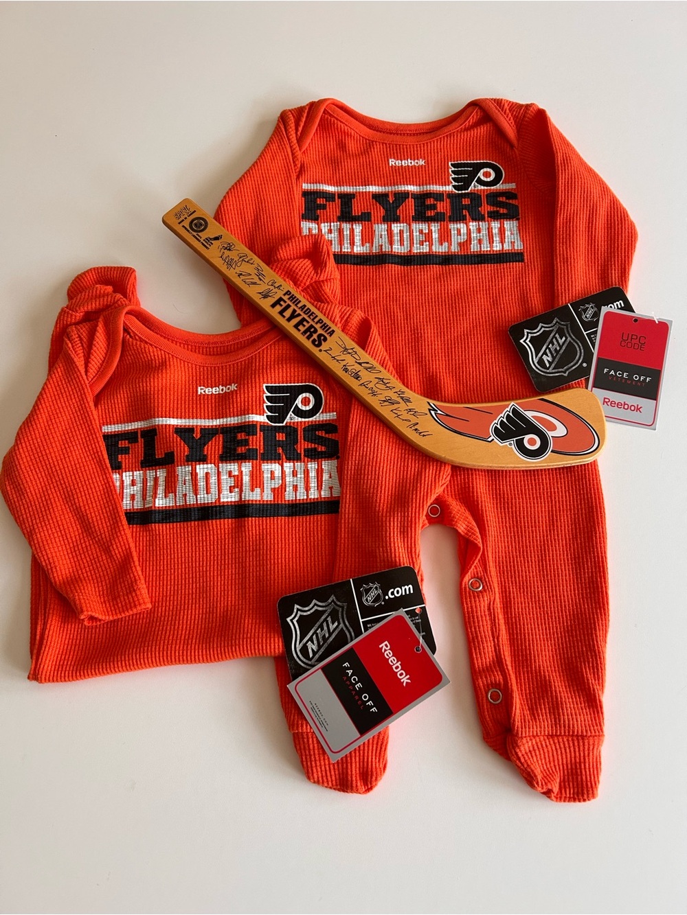 Philadelphia Flyers Sports Fan Baby Bundle One Piece 0 3m 6m Mini Hockey Stick